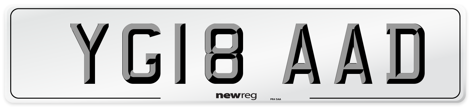 YG18 AAD Number Plate from New Reg